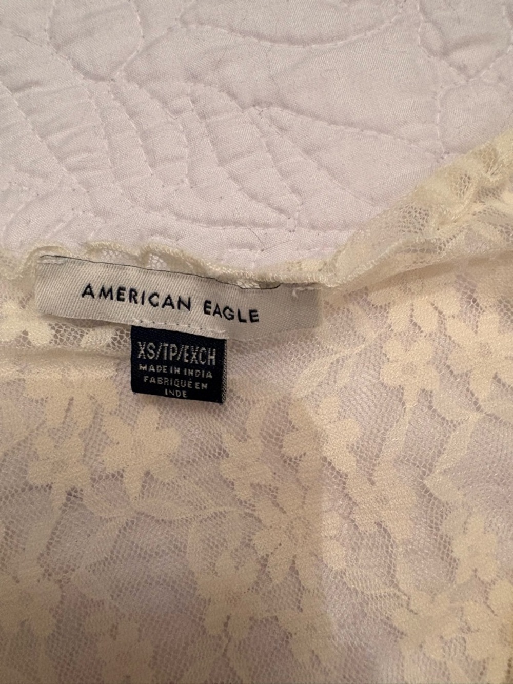 American Eagle Outfitters Cream Lace Women's Top